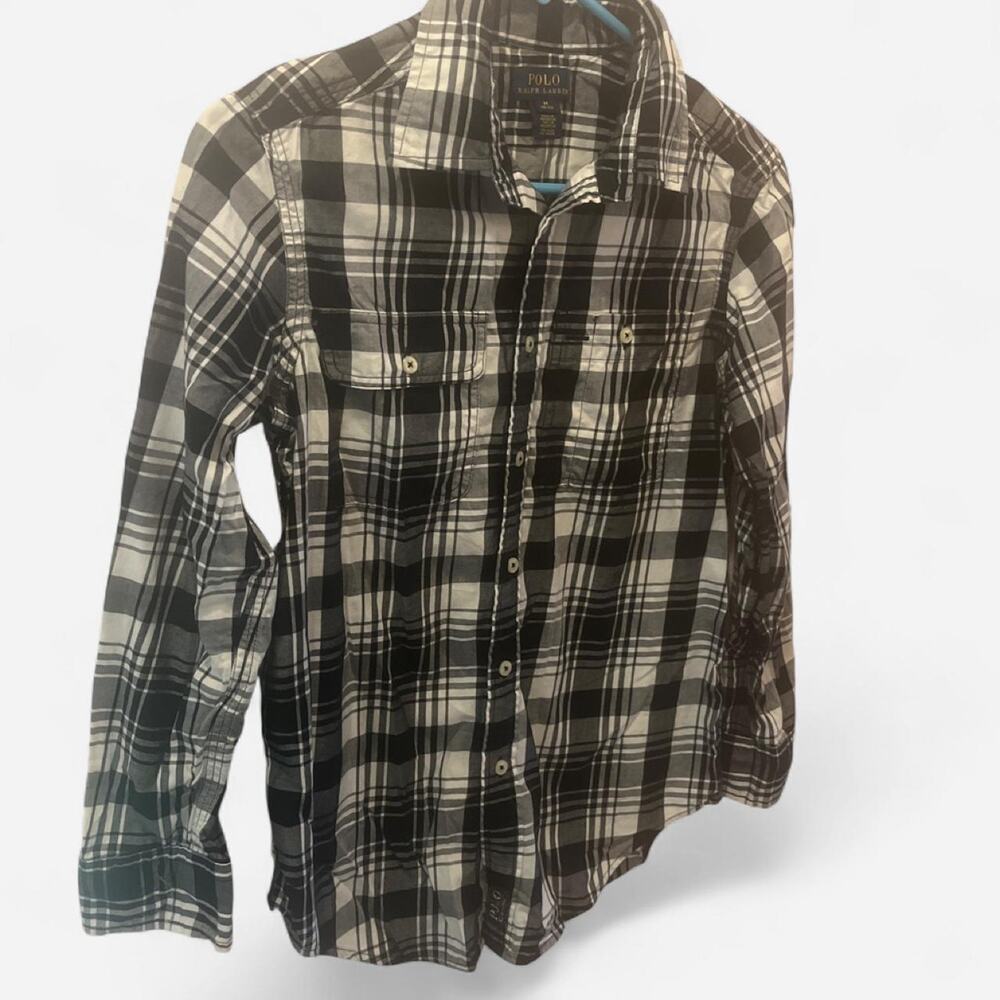 Polo Ralph Lauren medium black and white plaid button-up shirt